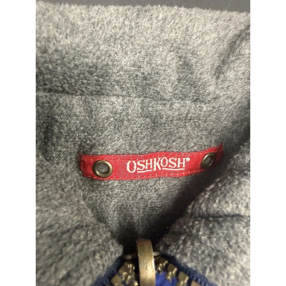 OshKosh B'Gosh Reversible Jacket Size 2t Blue Fleece Lined 90s Kids Coat Vintage
